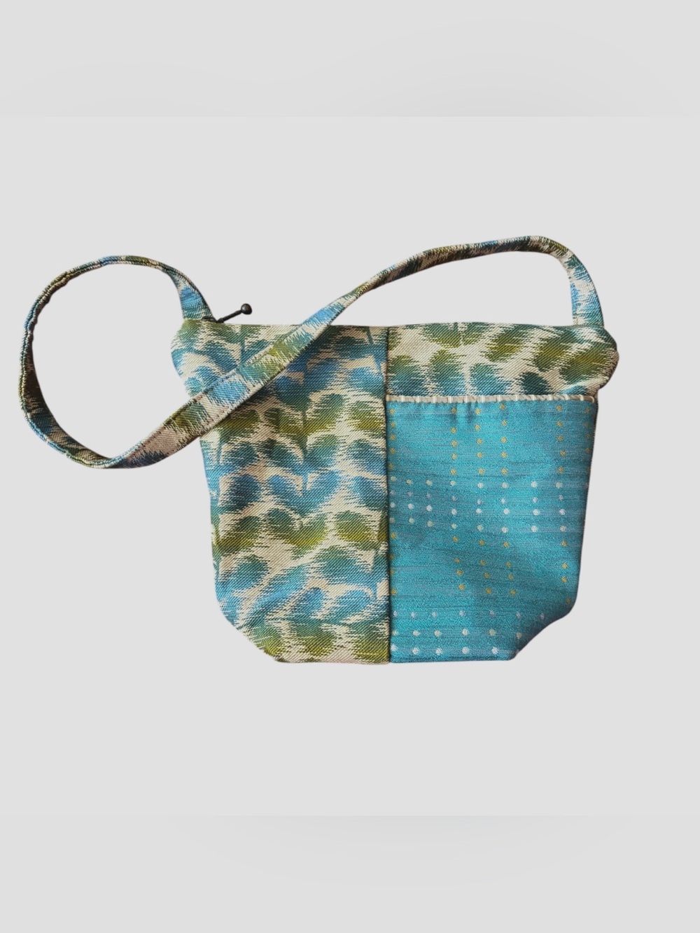 Maruca Tapestry Tote Bag Teal Woven Patchwork